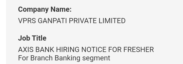 Axis Bank Job recruitment 